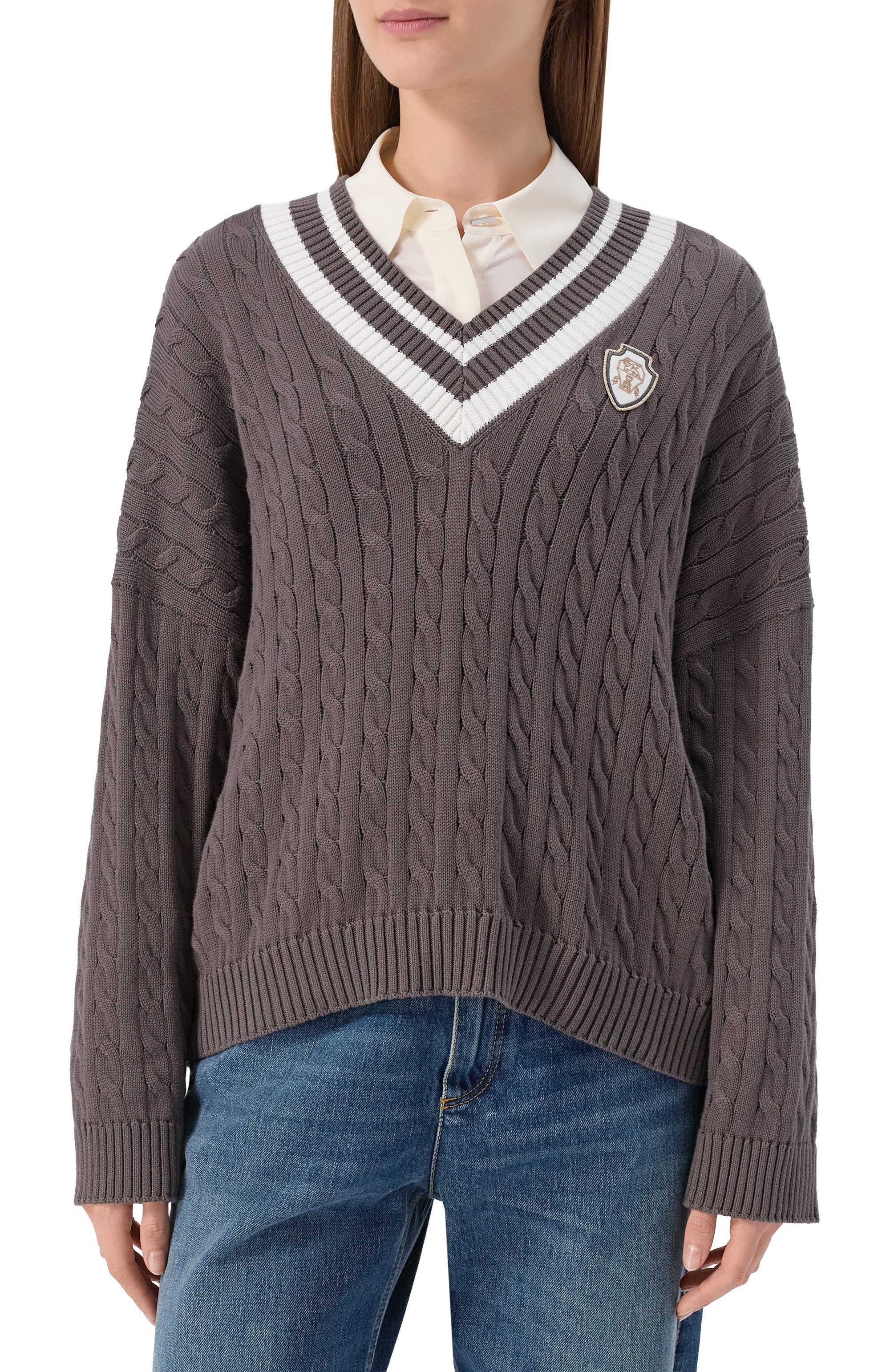 Хлопковый свитер BRUNELLO CUCINELLI, арт. M19756512, фото 3