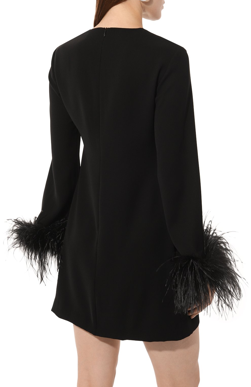 Платье с отделкой перьями P.A.R.O.S.H. черного цвета по цене 77150 руб., арт. D731343P, фото 4 Платье с отделкой перьями P.A.R.O.S.H., арт. D731343P, фото 4