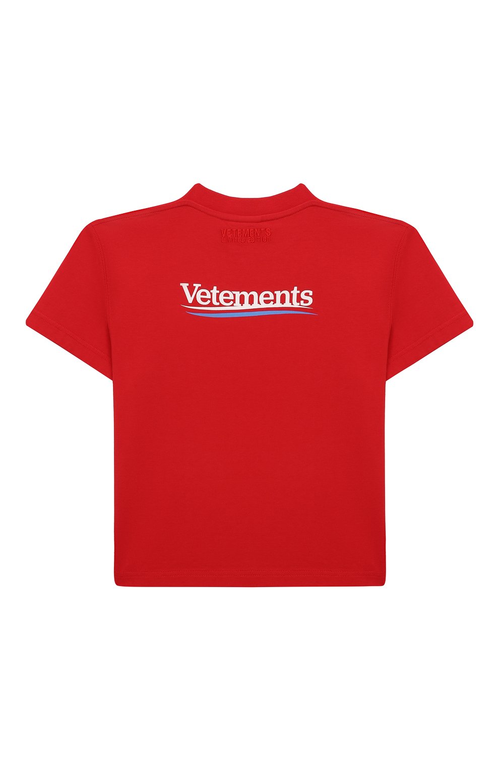Хлопковая футболка VETEMENTS красного цвета по цене 26100 руб., арт. KA10TR160R, фото 2 Хлопковая футболка VETEMENTS, арт. KA10TR160R, фото 2