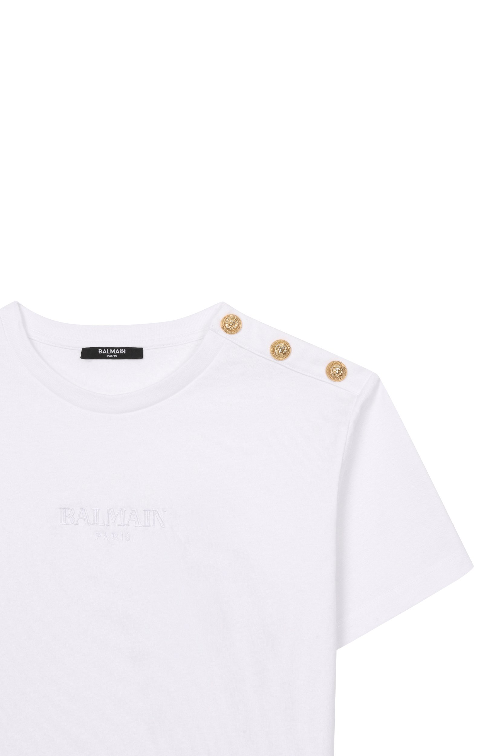 Хлопковая футболка BALMAIN белого цвета по цене 23900 руб., арт. BZ8I81, фото 3 Хлопковая футболка BALMAIN, арт. BZ8I81, фото 3