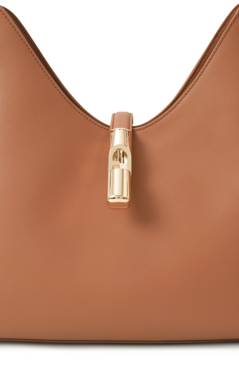 Женская сумка furla goccia medium FURLA светло-коричневого цвета, арт. WB01499/BX3104 | Фото 3 (Материал сплава: Проставлено; Размер: medium; Драгоценные камни: Проставлено; Материал: Натуральная кожа)