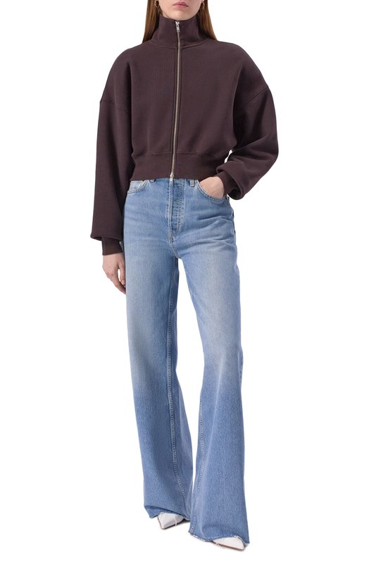 Хлопковая толстовка Agolde A7396 Коричневый  A7396 Фото 2