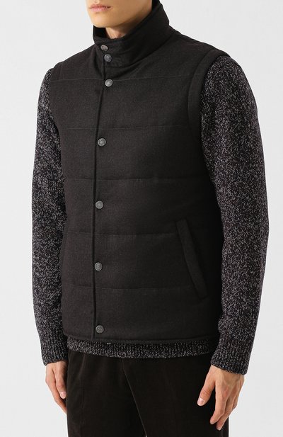Утепленный кашемировый жилет на молнии с воротником-стойкой BRIONI, арт. SUM00L/07374, фото 3