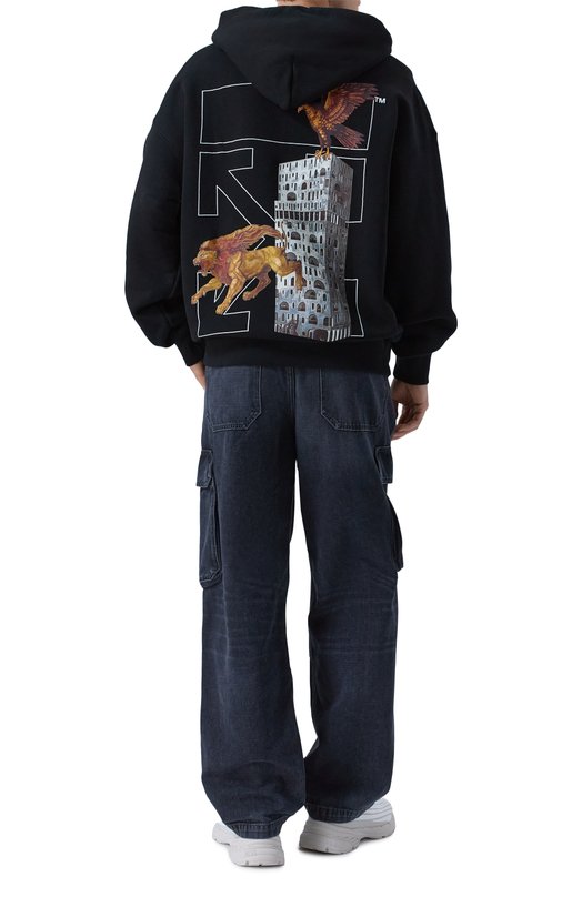 Хлопковое худи Off-White 0MBB085F25FLE002 Чёрный  0MBB085F25FLE002 Фото 2