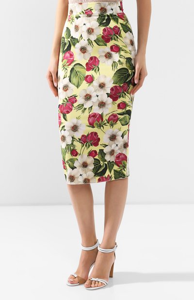 Шелковая юбка DOLCE & GABBANA разноцветного цвета по цене 87600 руб., арт. F4BSYT/FSAZV, фото 3 Шелковая юбка DOLCE & GABBANA, арт. F4BSYT/FSAZV, фото 3