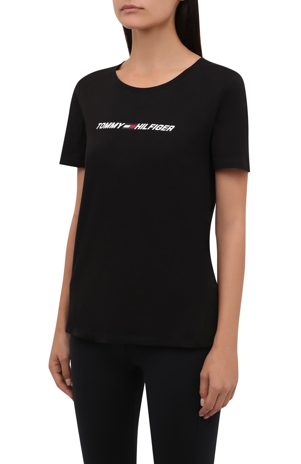 Хлопковая футболка TOMMY HILFIGER черного цвета по цене 4490 руб., арт. S10S101016, фото 3 Хлопковая футболка TOMMY HILFIGER, арт. S10S101016, фото 3