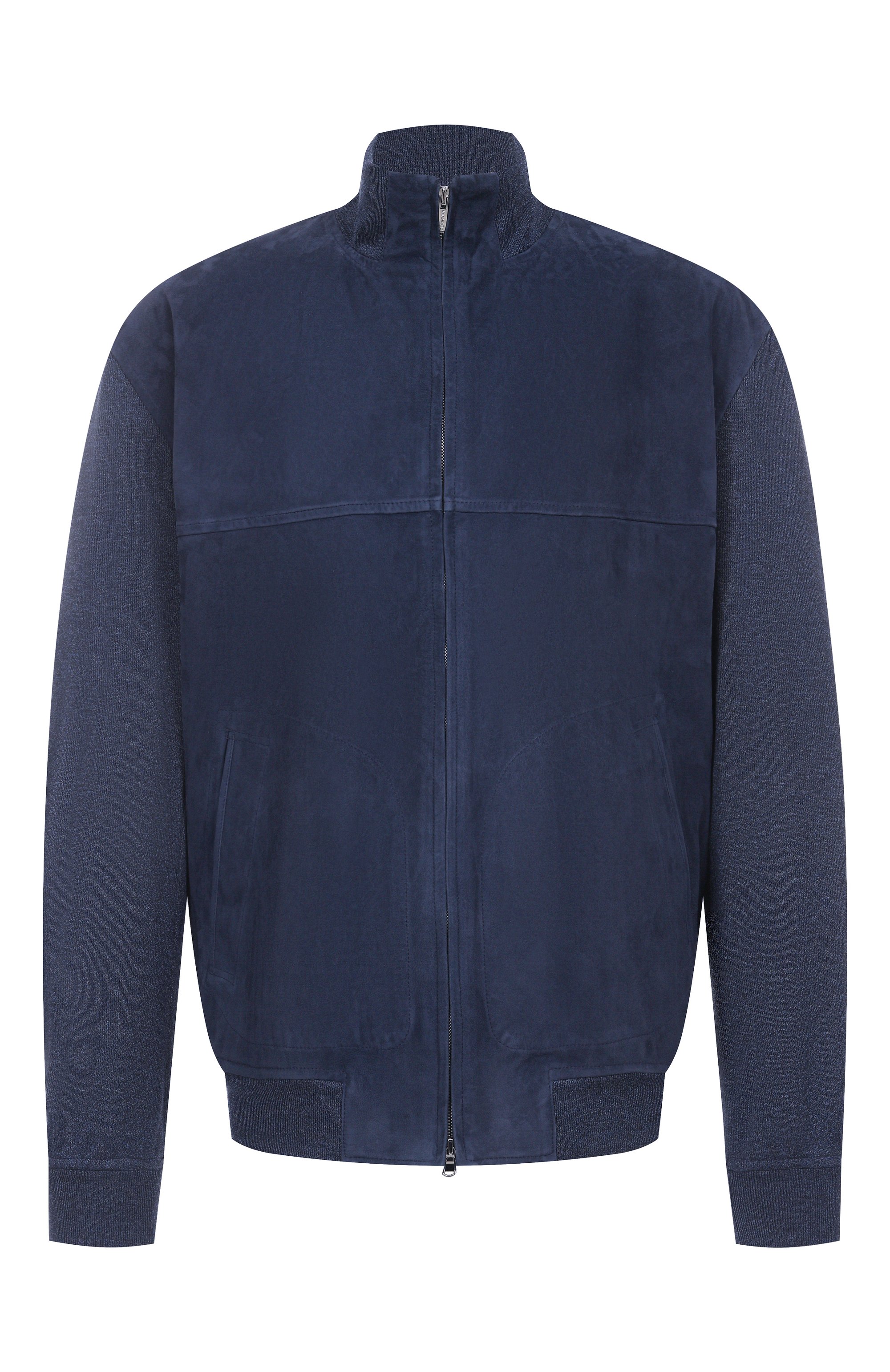 Комбинированный кардиган CORTIGIANI темно-синего цвета по цене 282500 руб., арт. 2AG652, фото 1 Комбинированный кардиган CORTIGIANI, арт. 2AG652, фото 1