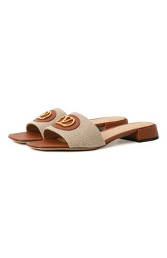 Женские текстильные шлепанцы vlogo signature VALENTINO бежевого цвета, арт. 6W2S0LT0/SJR | Фото 1 (Драгоценные камни: Проставлено; Материал сплава: Проставлено; Материал внешний: Текстиль; Подошва: Плоская; Ма�териал внутренний: Натуральная кожа; Каблук высота: Низкий)