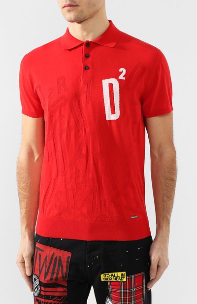 Хлопковое поло DSQUARED2 красного цвета по цене 51200 руб., арт. S71HA0897/S16683, фото 3 Хлопковое поло DSQUARED2, арт. S71HA0897/S16683, фото 3