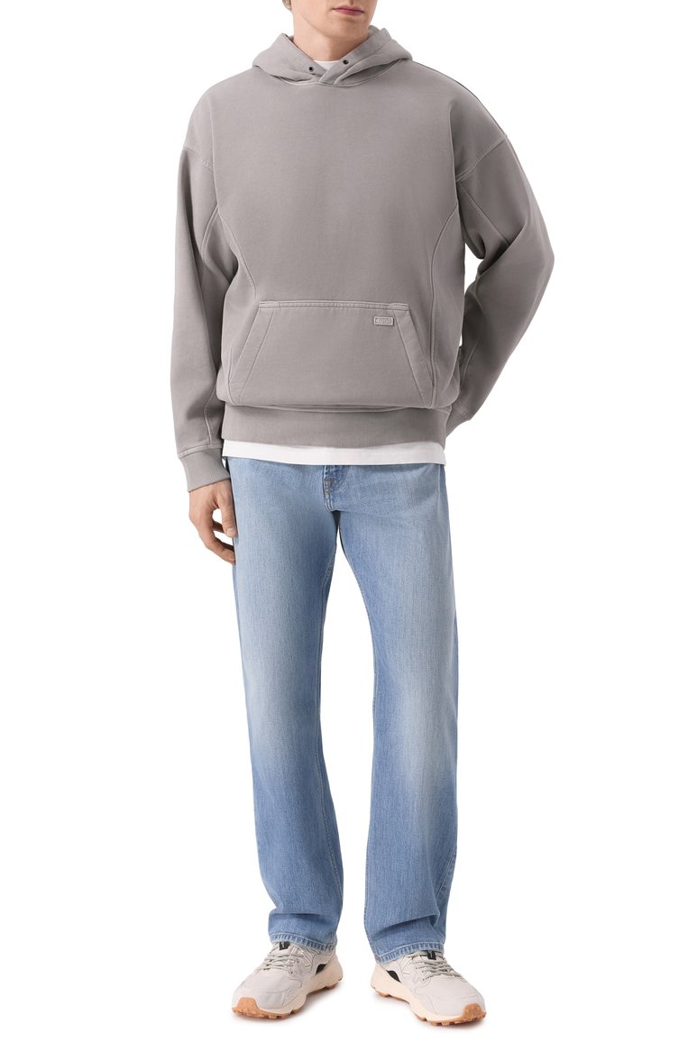 Мужские дж�инсы straight 7 FOR ALL MANKIND голубого цвета, арт. 7T099A56 | Фото 2 (Длина (брюки, джинсы): Стандартные; Детали: Делаве; Материал внешний: Хлопок, Деним; Кросс-КТ: Деним; Силуэт М (брюки): Прямые; Стили: Повседневный; Автоматизация ТО: Проставлено; Автоматизация состава: Проставлено)
