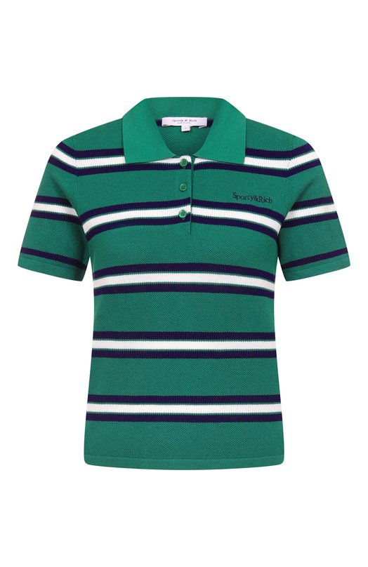Поло из шелка и хлопка Sporty and Rich T0076621300GR50 Зелёный T0076621300GR50