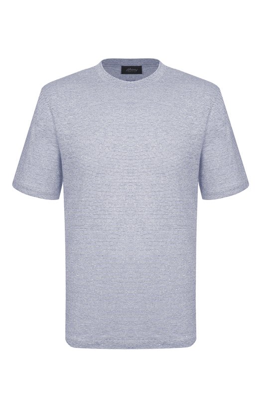 Футболка изо льна и хлопка Brioni UJPQ0L/PD604 Голубой UJPQ0L/PD604