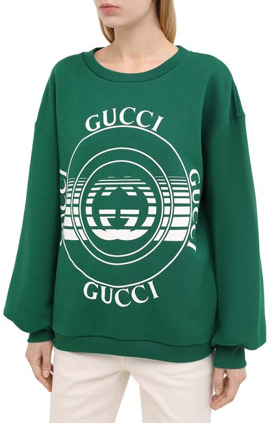Хлопковый свитшот GUCCI зеленого цвета по цене 65900 руб., арт. 631695/XJCRR, фото 3 Хлопковый свитшот GUCCI, арт. 631695/XJCRR, фото 3