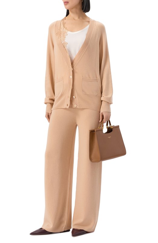 Брюки из лиоцелла и шерсти Ermanno Scervino D474P500XRH Бежевый  D474P500XRH Фото 2
