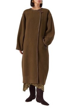 Женское пальто из шерсти и кашемира ISABEL MARANT коричневого цвета, арт. 24H/MA0353FA-B4D01I | Фото 8 (Длина (верхняя одежда): Длинные; Материал внешний: Шерсть; Рукава: Длинные; Драгоценные камни: Проставлено; Материал сплава: Проставлено; Стили: Кэжуэл; 1-2-бортные: Однобортные)