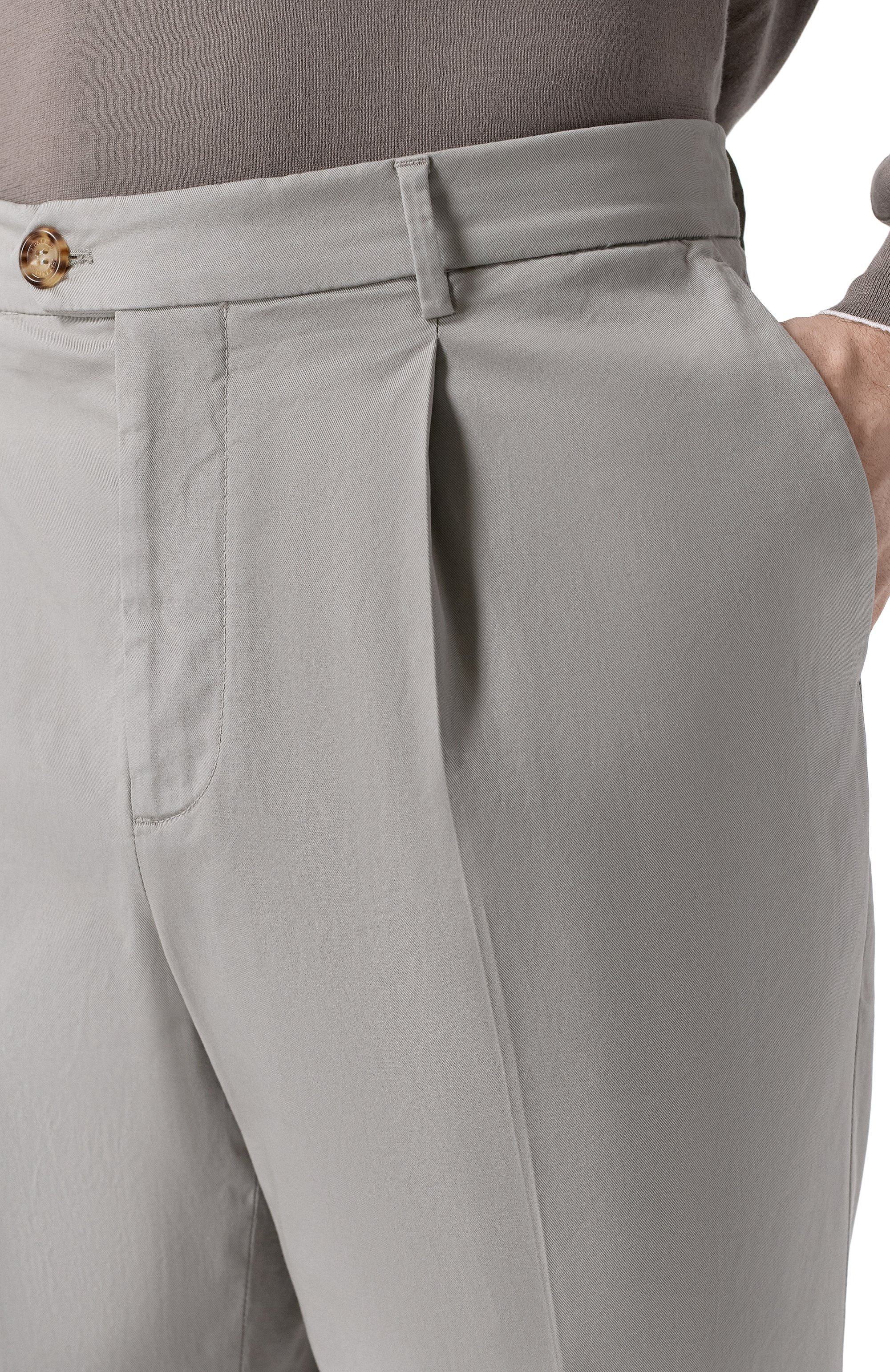 Хлопковые брюки BRUNELLO CUCINELLI светло-зеленого цвета по цене 98400 руб., арт. M289LE1450, фото 5 Хлопковые брюки BRUNELLO CUCINELLI, арт. M289LE1450, фото 5