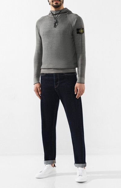 Шерстяной джемпер STONE ISLAND серого цвета по цене 28050 руб., арт. 7115573A8, фото 2 Шерстяной джемпер STONE ISLAND, арт. 7115573A8, фото 2