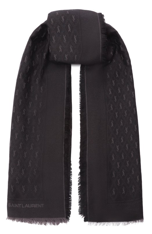 Шарф из шерсти и хлопка Saint Laurent 689147/3YI74 Чёрный 689147/3YI74
