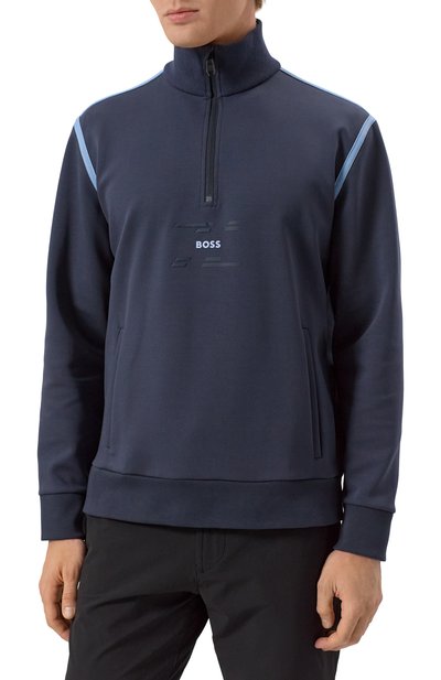 Хлопковый свитшот BOSS GREEN темно-синего цвета по цене 25500 руб., арт. 50530019, фото 3 Хлопковый свитшот BOSS GREEN, арт. 50530019, фото 3