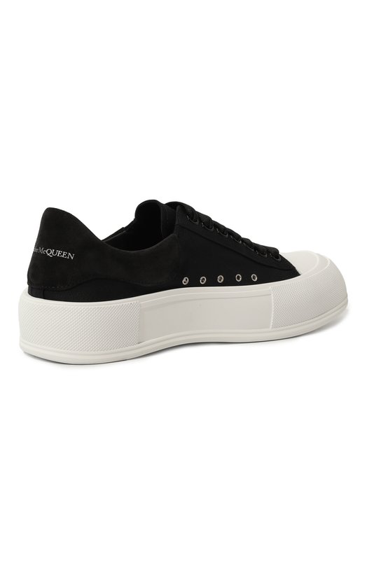 Текстильные кеды Deck Plimsoll Alexander McQueen 707680/W4MV7 Чёрно-белый  707680/W4MV7 Фото 5