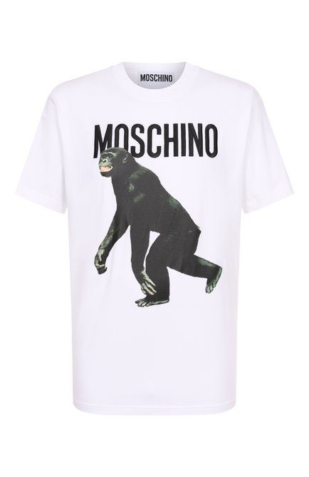 Мужская хлопковая футболка MOSCHINO белого цвета, арт. A0713/0241 | Фото 1 (Материал внешний: Хлопок; Рукава: Короткие; Драгоценные камни: Проставлено; Длина (для топов): Стандартные; Материал сплава: Проставлено)