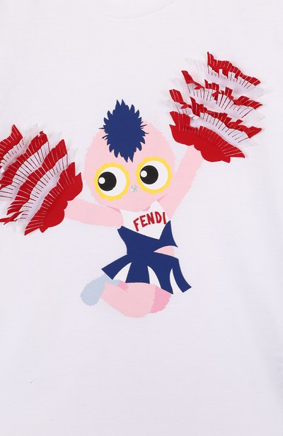 Хлопковая футболка с принтом и бахромой FENDI, арт. JFI100/7AJ/2A-5A, фото 3