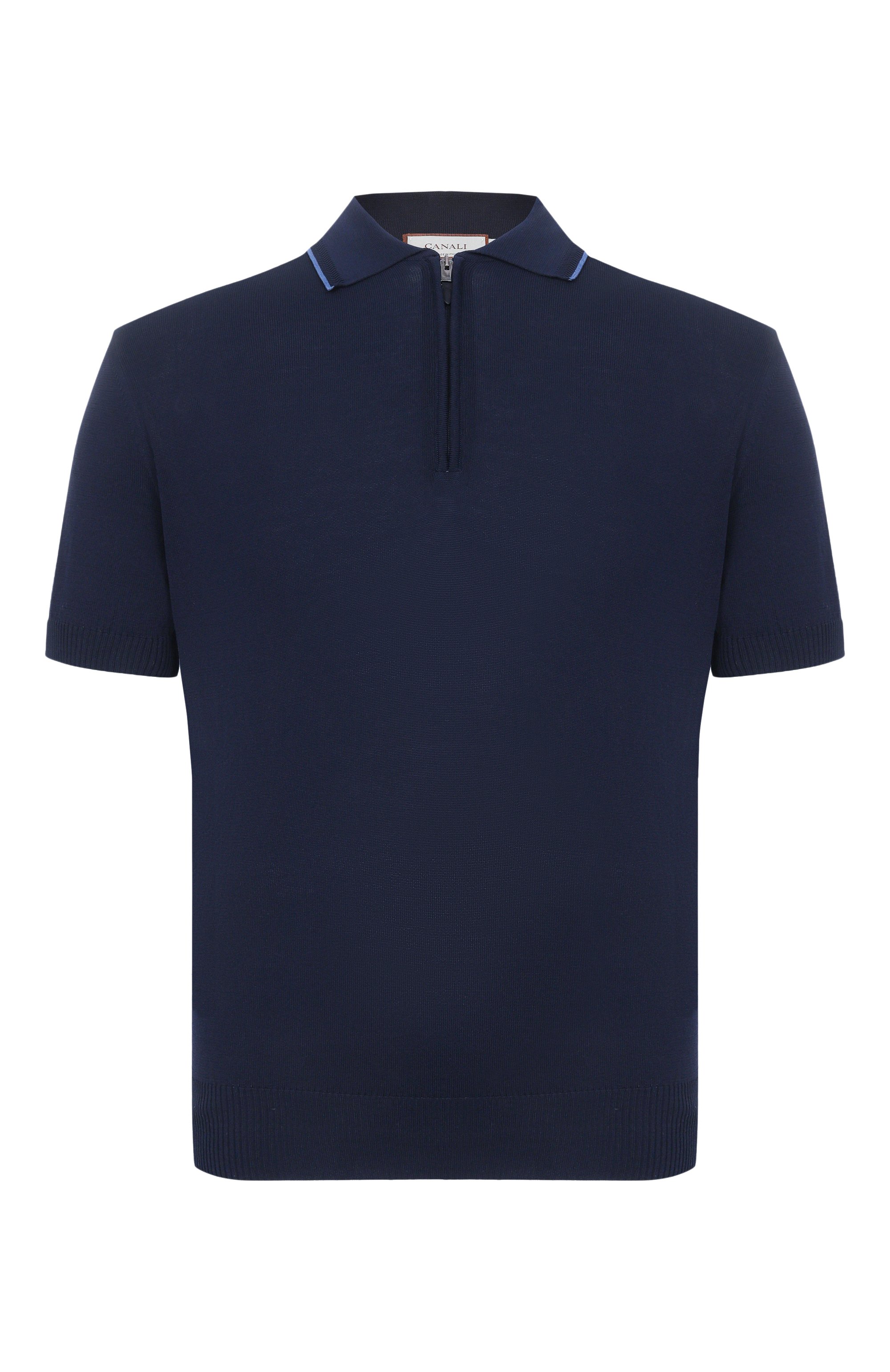 Хлопковое поло CANALI темно-синего цвета по цене 55350 руб., арт. C1165/MK02460, фото 1 Хлопковое поло CANALI, арт. C1165/MK02460, фото 1