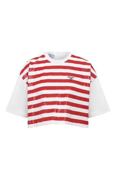Хлопковая футболка PRADA, арт. 3560AR-103E-F0970-212, фото 1