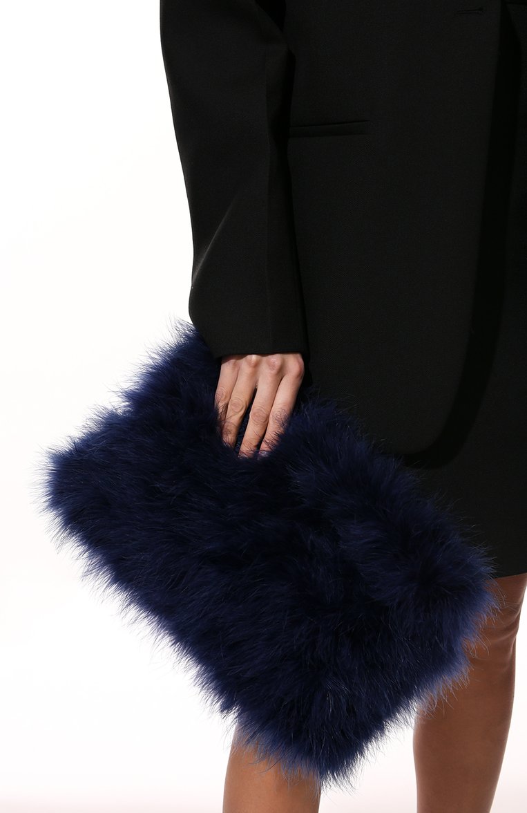 Женский клатч DRIES VAN NOTEN синего цвета, арт. 212-011512-800 | Фото 2 (Женское Кросс-КТ: Клатч-клатчи, Вечерняя сумка; Материал: Текстиль; Размер: medium)