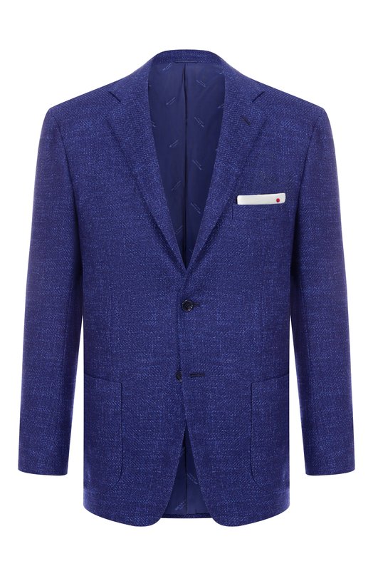Пиджак из шерсти и шелка Kiton UG81K0170E03 Синий UG81K0170E03