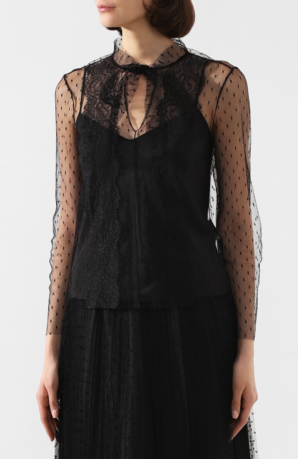 Блузка REDVALENTINO черного цвета по цене 37150 руб., арт. TR3ABC45/1GK, фото 3 Блузка REDVALENTINO, арт. TR3ABC45/1GK, фото 3
