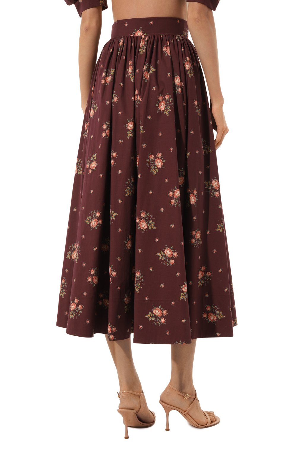 Хлопковая юбка ULYANA SERGEENKO бордового цвета по цене 110000 руб., арт. GNM002SS21Resort 0131т21, фото 4 Хлопковая юбка ULYANA SERGEENKO, арт. GNM002SS21Resort 0131т21, фото 4