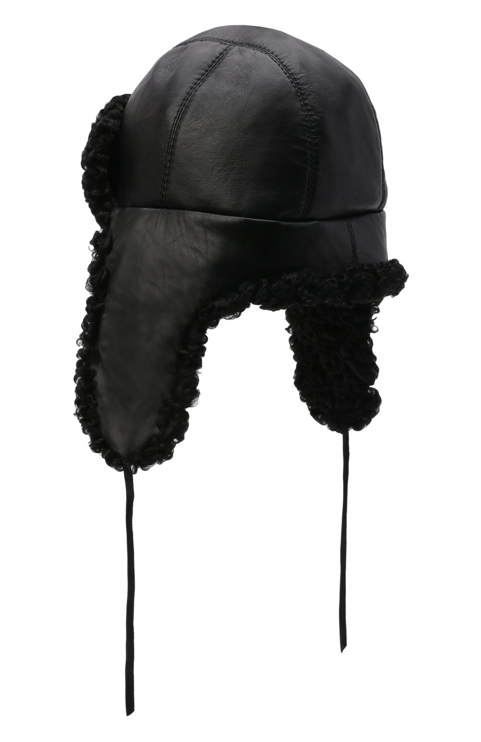 Кожаная шапка-ушанка с отделкой из меха каракульчи FURLAND, арт. 0017103910092100000, фото 2