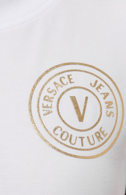 Хлопковая футболка Versace Jeans Couture 77HAHT00/CJ03T Белый  77HAHT00/CJ03T Фото 5