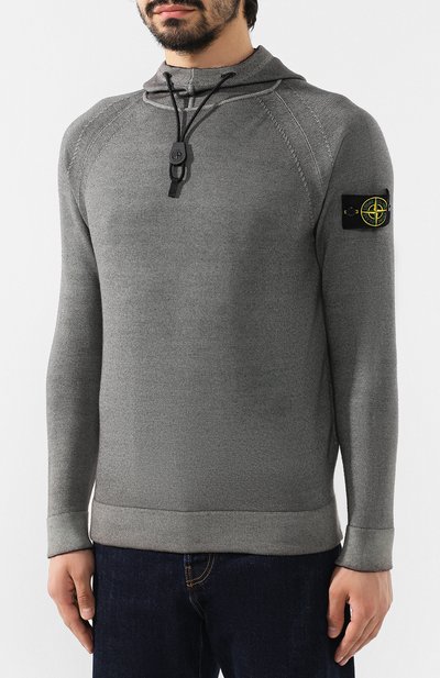 Шерстяной джемпер STONE ISLAND серого цвета по цене 28050 руб., арт. 7115573A8, фото 3 Шерстяной джемпер STONE ISLAND, арт. 7115573A8, фото 3