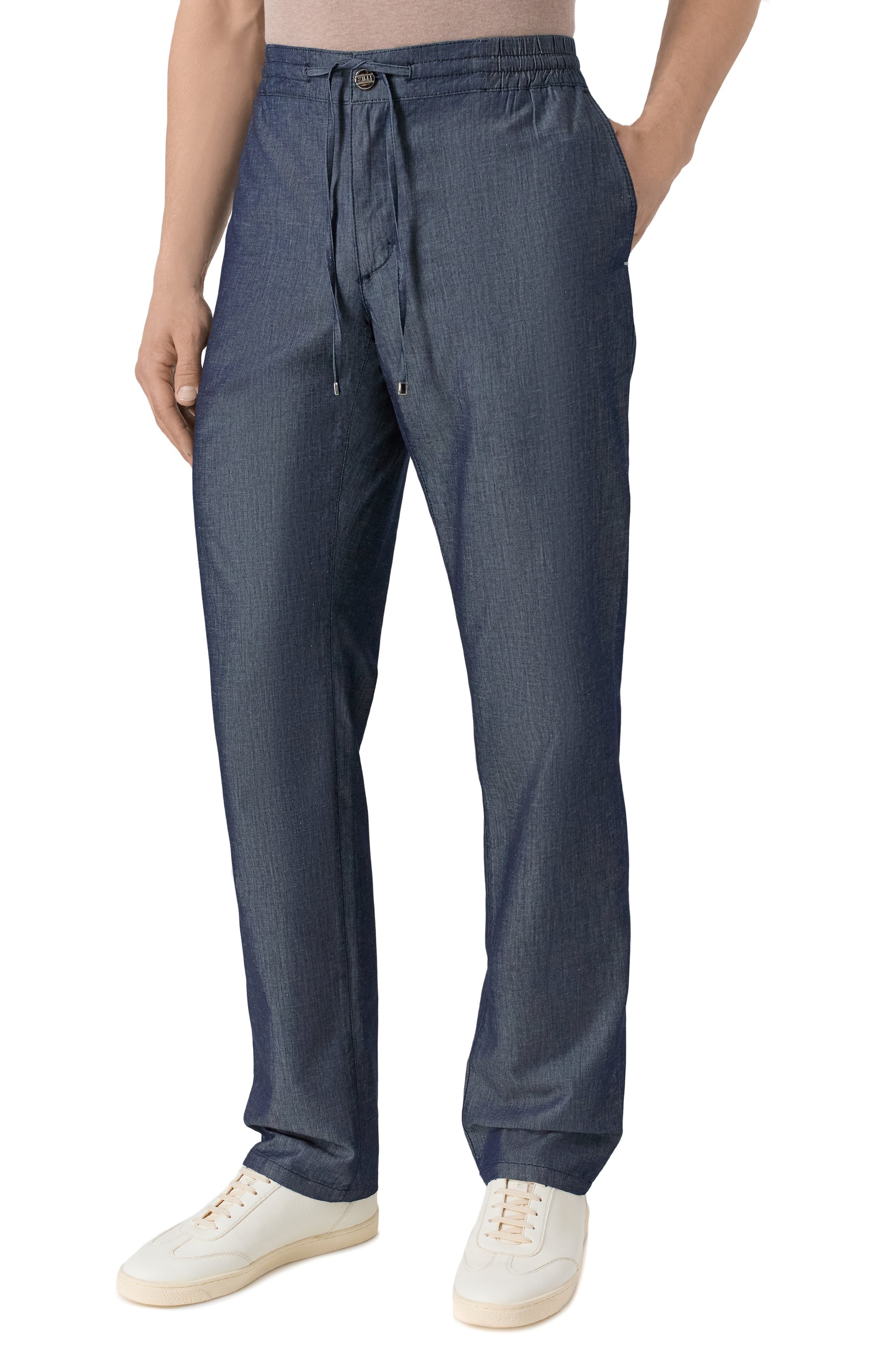 Брюки из шелка и хлопка ZILLI темно-синего цвета по цене 138500 руб., арт. CP201BM0425VZL000, фото 3 Брюки из шелка и хлопка ZILLI, арт. CP201BM0425VZL000, фото 3