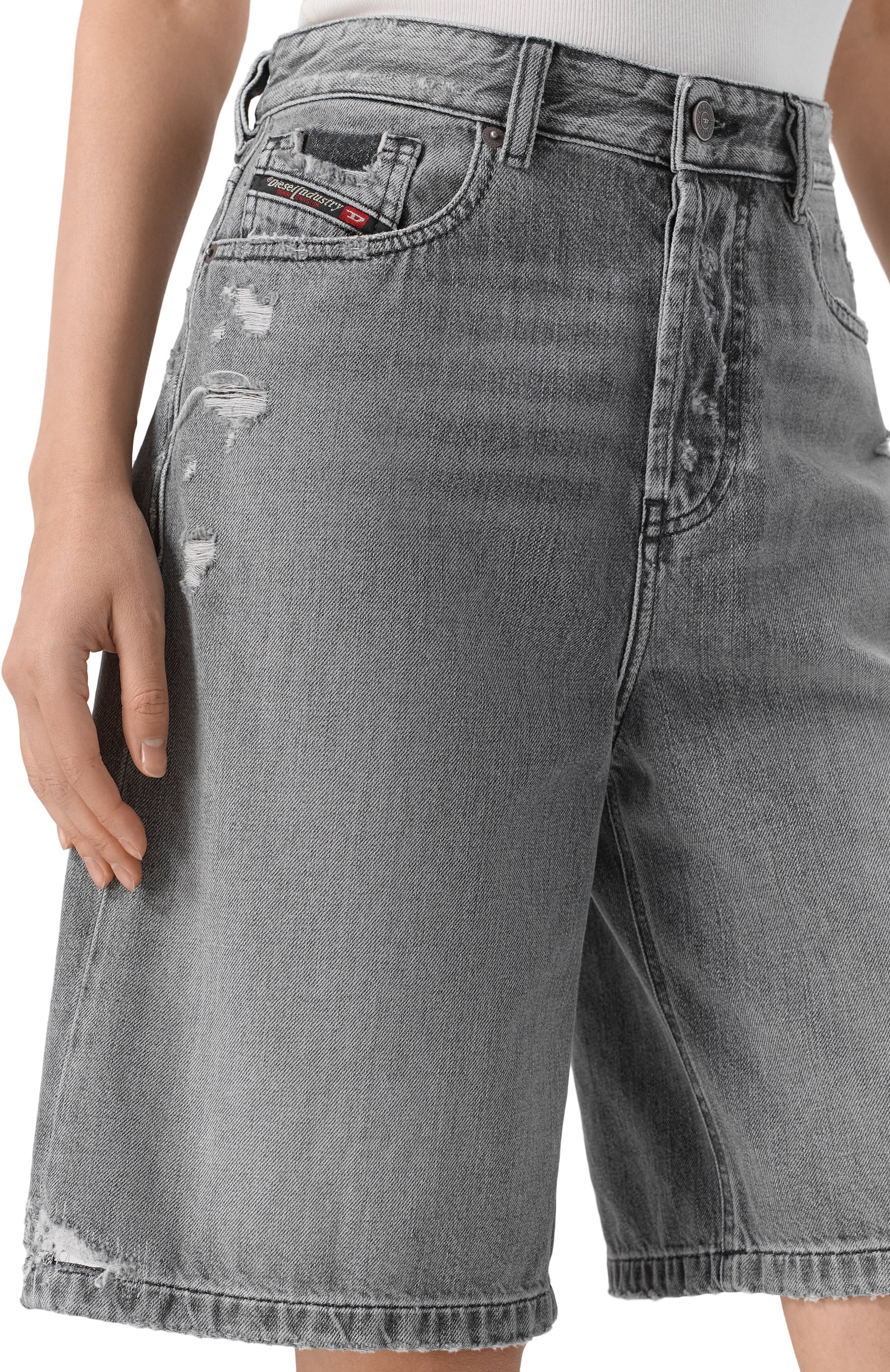 Джинсовые шорты de-sire DIESEL серого цвета по цене 21650 руб., арт. A14051/09P08, фото 5 Джинсовые шорты de-sire DIESEL, арт. A14051/09P08, фото 5