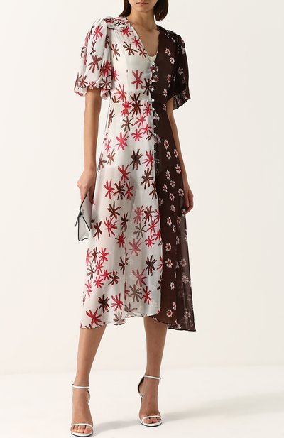 Приталенное шелковое платье-миди с принтом TATA NAKA разноцветного цвета по цене 99300 руб., арт. TN20009/PRINT GE0RGETTE, фото 2 Приталенное шелковое платье-миди с принтом TATA NAKA, арт. TN20009/PRINT GE0RGETTE, фото 2