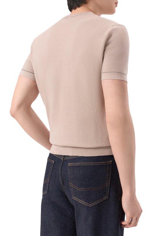 Хлопковый джемпер Brioni UMR00L/P0K15 Бежевый  UMR00L/P0K15 Фото 4