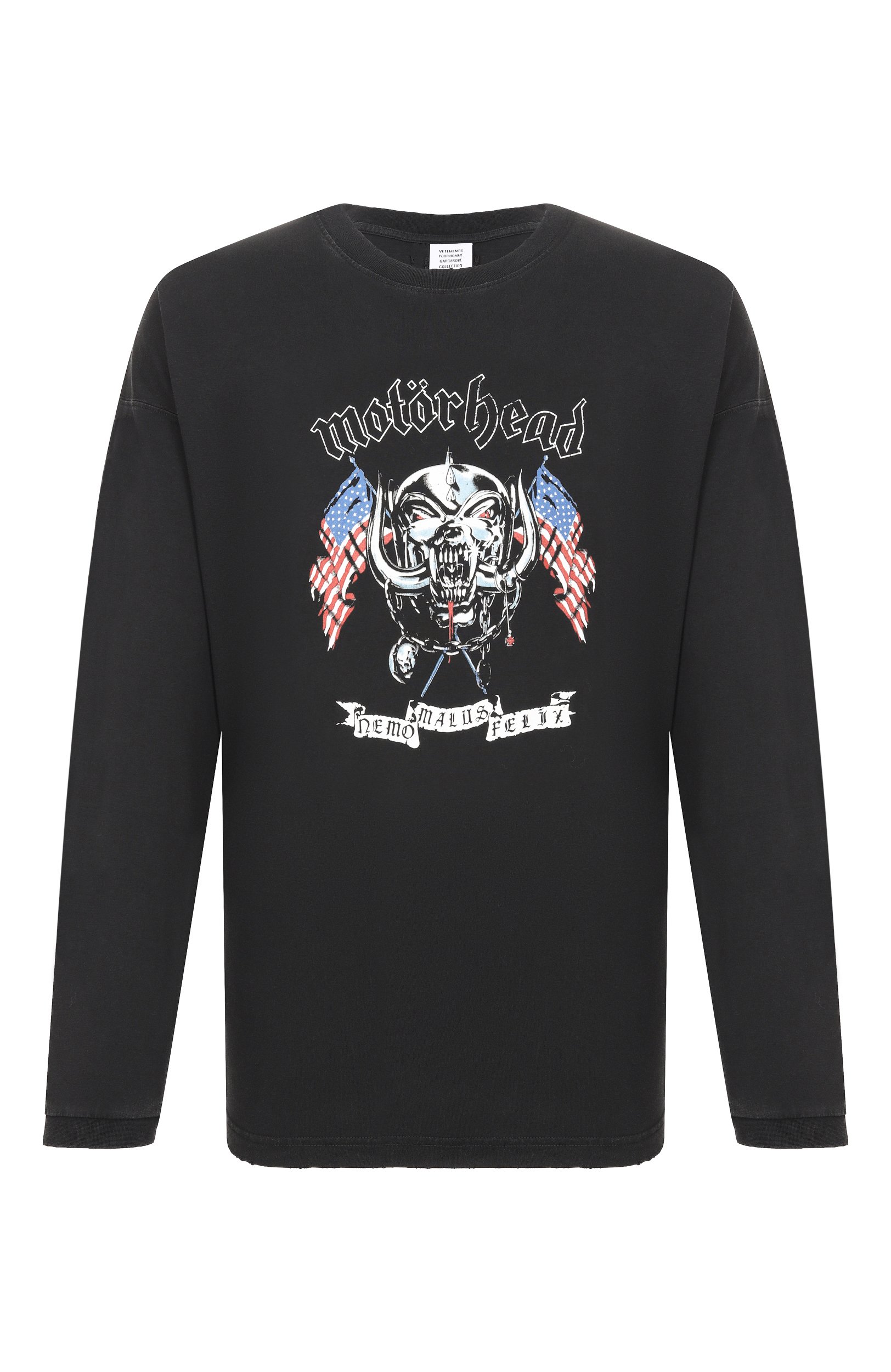 Хлопковый лонгслив vetements x motörhead VETEMENTS черного цвета по цене 109500 руб., арт. MH27LS238B, фото 1 Хлопковый лонгслив vetements x motörhead VETEMENTS, арт. MH27LS238B, фото 1