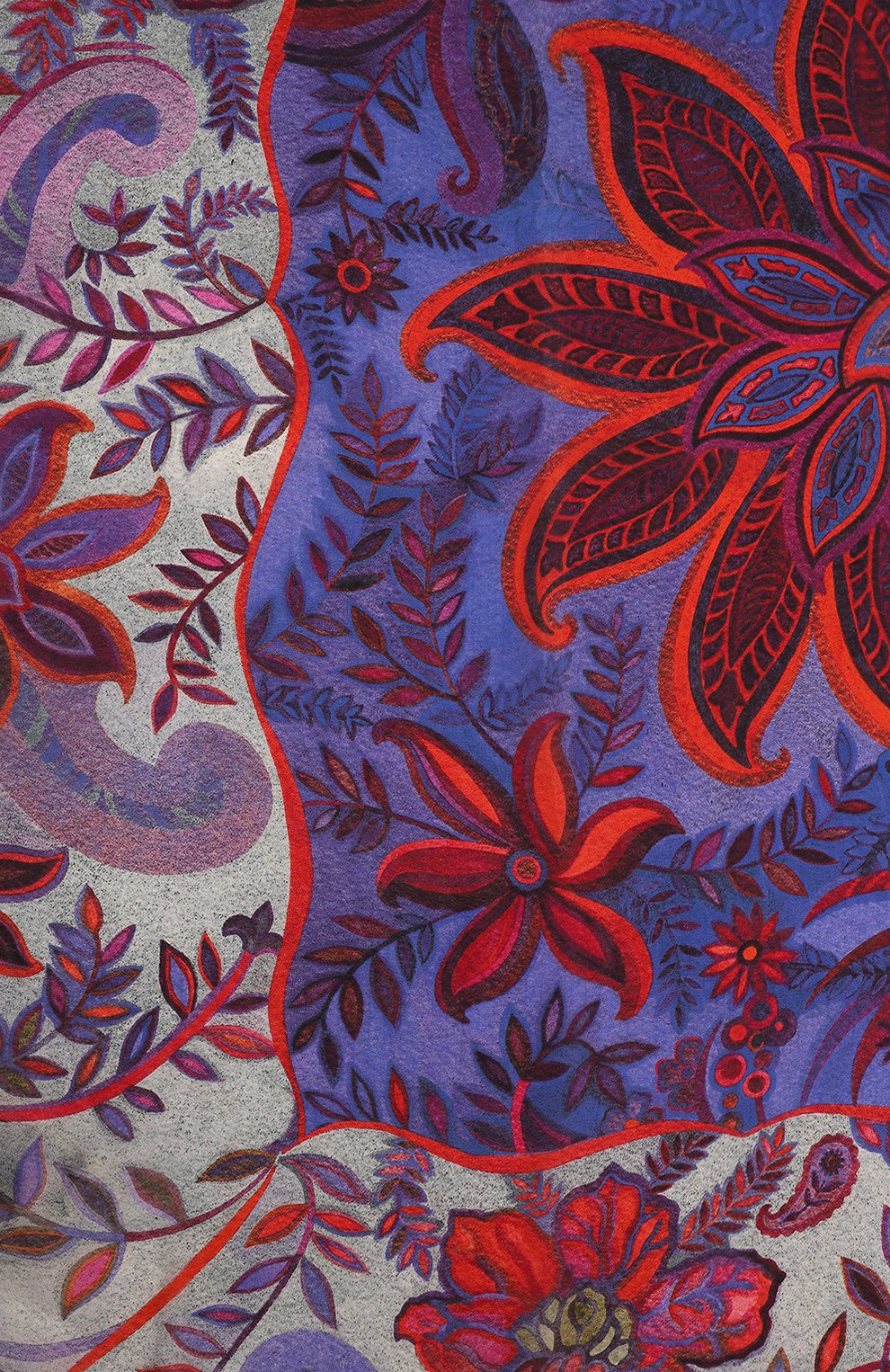 Шелковая шаль орнамент цветы GOURJI, арт. 91147437/554472108, фото 4