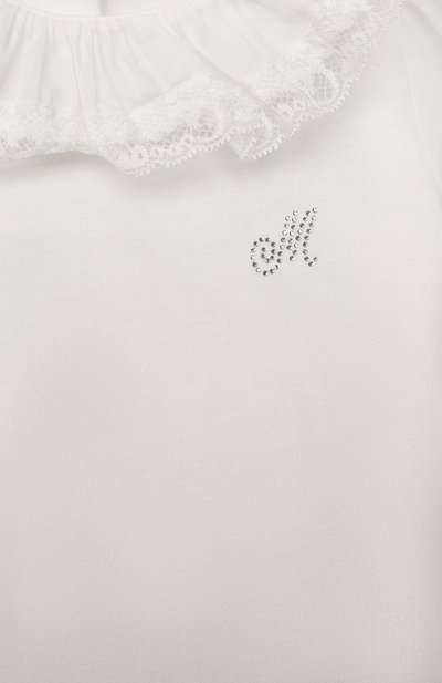 Хлопковое боди MONNALISA белого цвета по цене 9000 руб., арт. 379604, фото 3 Хлопковое боди MONNALISA, арт. 379604, фото 3