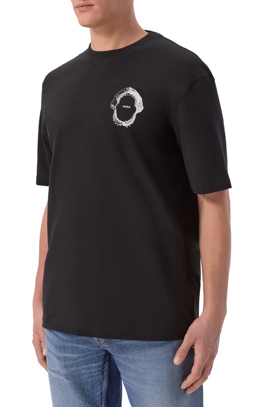 Хлопковая футболка HUGO Blue 50554370 Чёрный  50554370 Фото 3