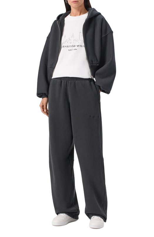 Хлопковые брюки Alexander Wang 1CC3254864 Чёрный  1CC3254864 Фото 2
