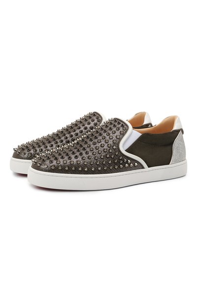 Мужские комбинированные слипоны sailor boat CHRISTIAN LOUBOUTIN, арт. 1210858/SAIL0R B0AT 0RLAT0 SPIKES FLAT