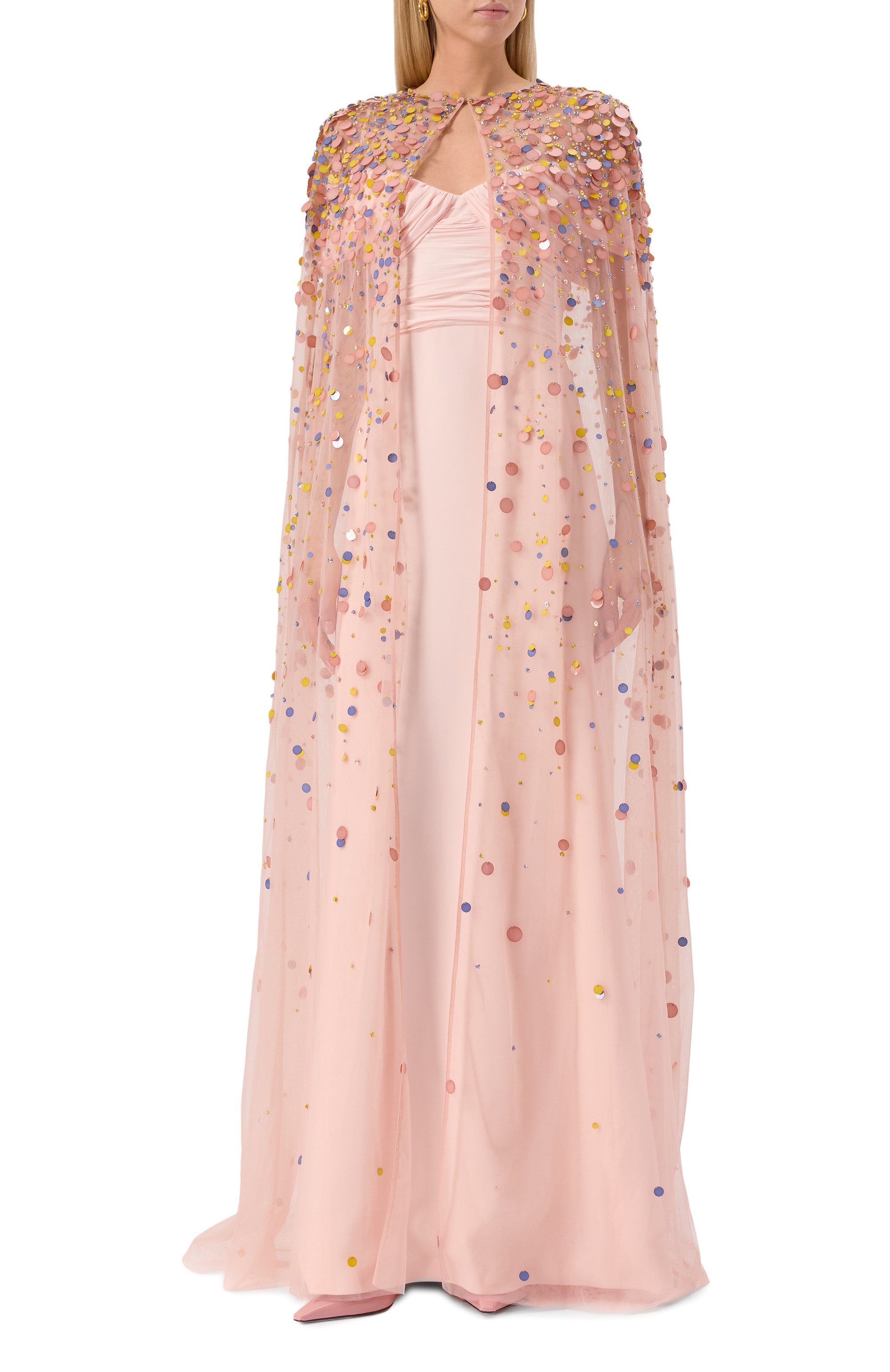 Накидка ELIE SAAB светло-розового цвета по цене 457000 руб., арт. J0154NP25/BE038, фото 3 Накидка ELIE SAAB, арт. J0154NP25/BE038, фото 3