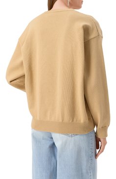 Женский хлопковый пуловер DSQUARED2 бежевого цвета, арт. S80HA0018/D13109 | Фото 4 (Длина (для топов): Стандартные; Материал внешний: Хлопок; Рукава: Длинные; Женское Кросс-КТ: Пуловер-одежда; Стили: Кэжуэл)