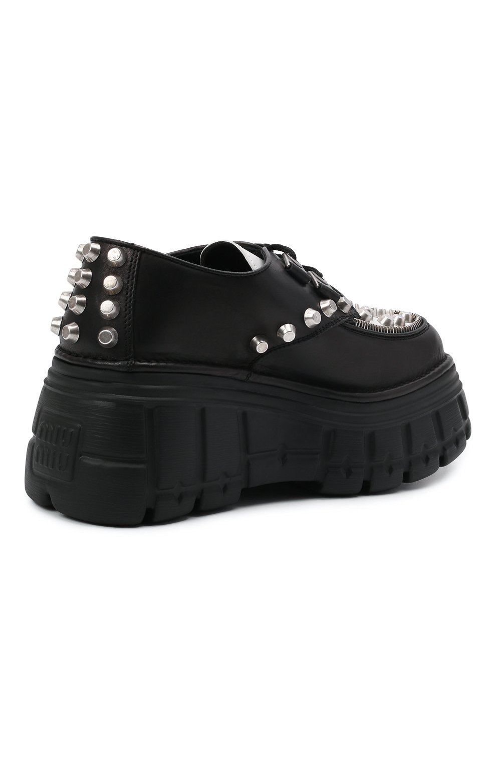 Кожаные дерби MIU MIU черного цвета по цене 105000 руб., арт. 5E636D-Y56-F0967-M085, фото 4 Кожаные дерби MIU MIU, арт. 5E636D-Y56-F0967-M085, фото 4