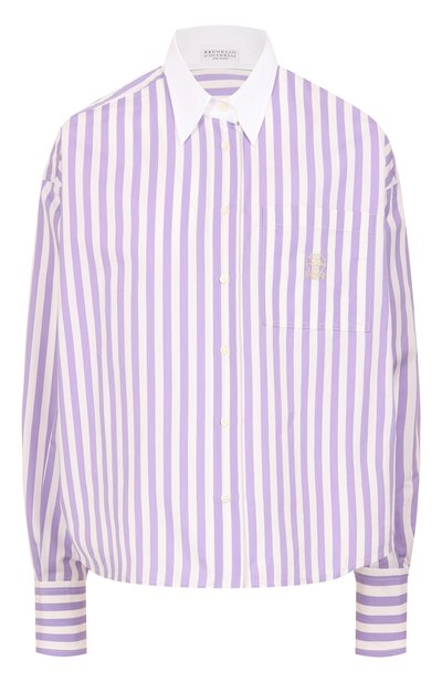 Женская рубашка из хлопка и шелка BRUNELLO CUCINELLI, арт. MH757RF216