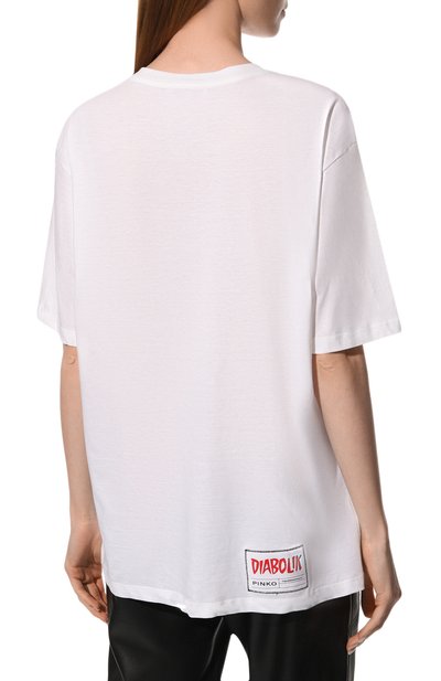 Хлопковая футболка PINKO белого цвета по цене 20650 руб., арт. 1L1099-Y5SN, фото 4 Хлопковая футболка PINKO, арт. 1L1099-Y5SN, фото 4